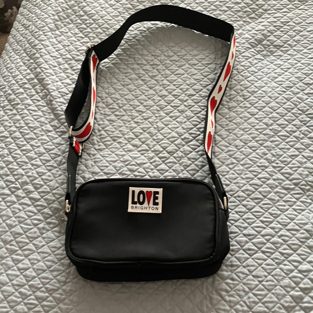 Brighton Black Belt Bag with Red Accents
